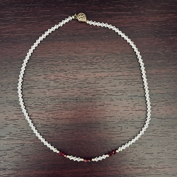 1930’s Glass Crystal Necklace w/ 12K Gold Clasp - Picture 7 of 10